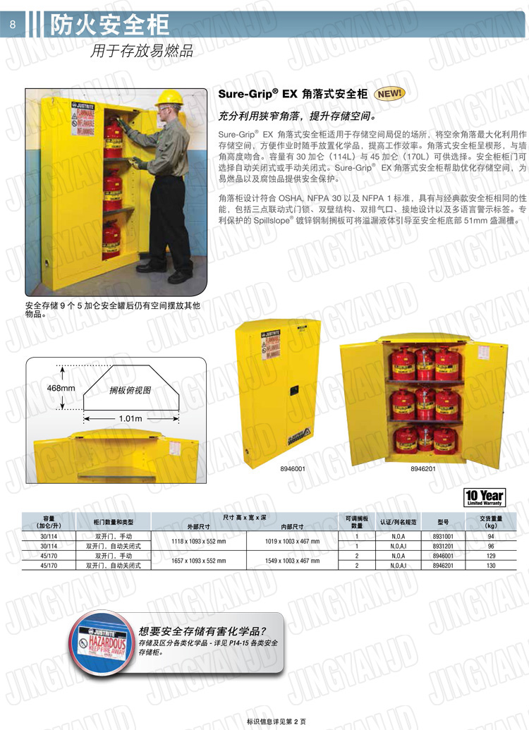 美國杰斯瑞特，防火安全柜，justrite防火柜，justrite安全柜，防爆柜justrite