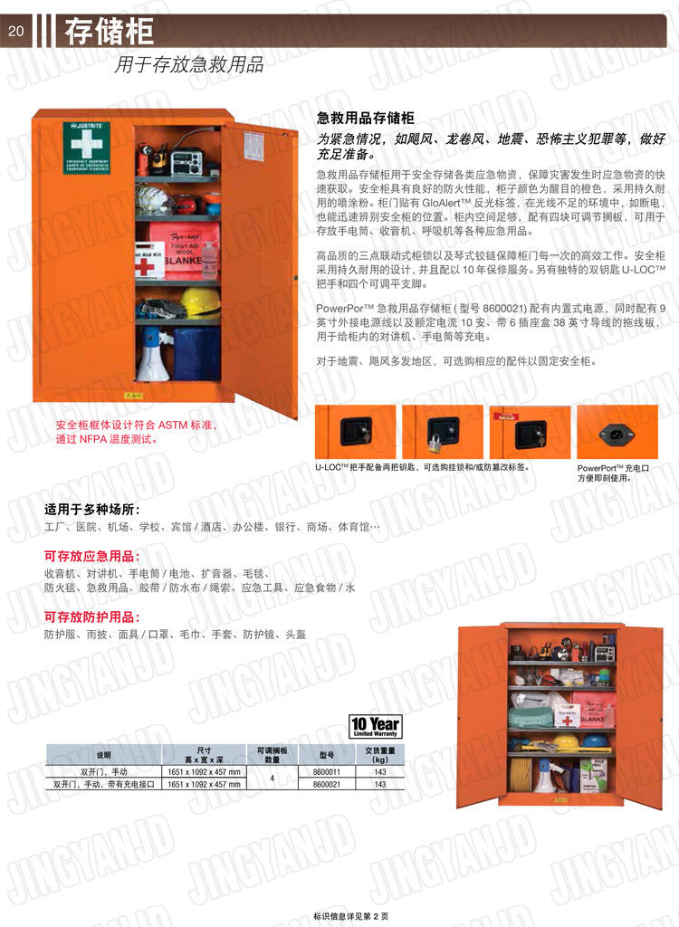 美國(guó)杰斯瑞特，防火安全柜，JUSTRITE防火柜，justrite安全柜，防爆柜justrite,8600021,8600011,急救用品存儲(chǔ)柜